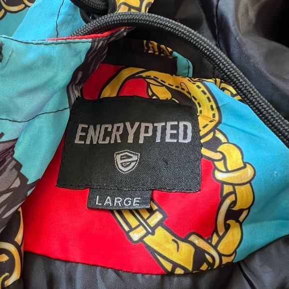 Large Encrypted Legend Hoodie Windbreaker Half Zip Flap Pocket Mens Hooded - Picture 8 of 16